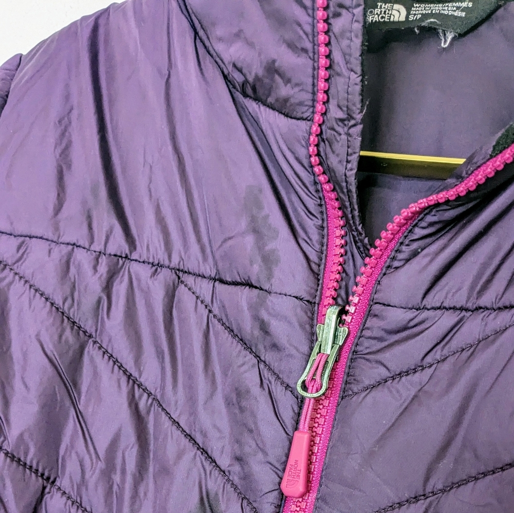 The North Face Small Deep Purple w/ Hot Pink Zippers Quilted Winter Jacket Coat - Picture 7 of 12